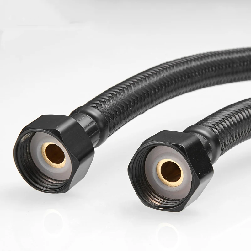 G1/2 Water Inlet Hose Black Faucet Heater Toilet Connection Cold Hot Mixer 20-100cm Inlet Pipe Kitchen Bathroom Accessories Set