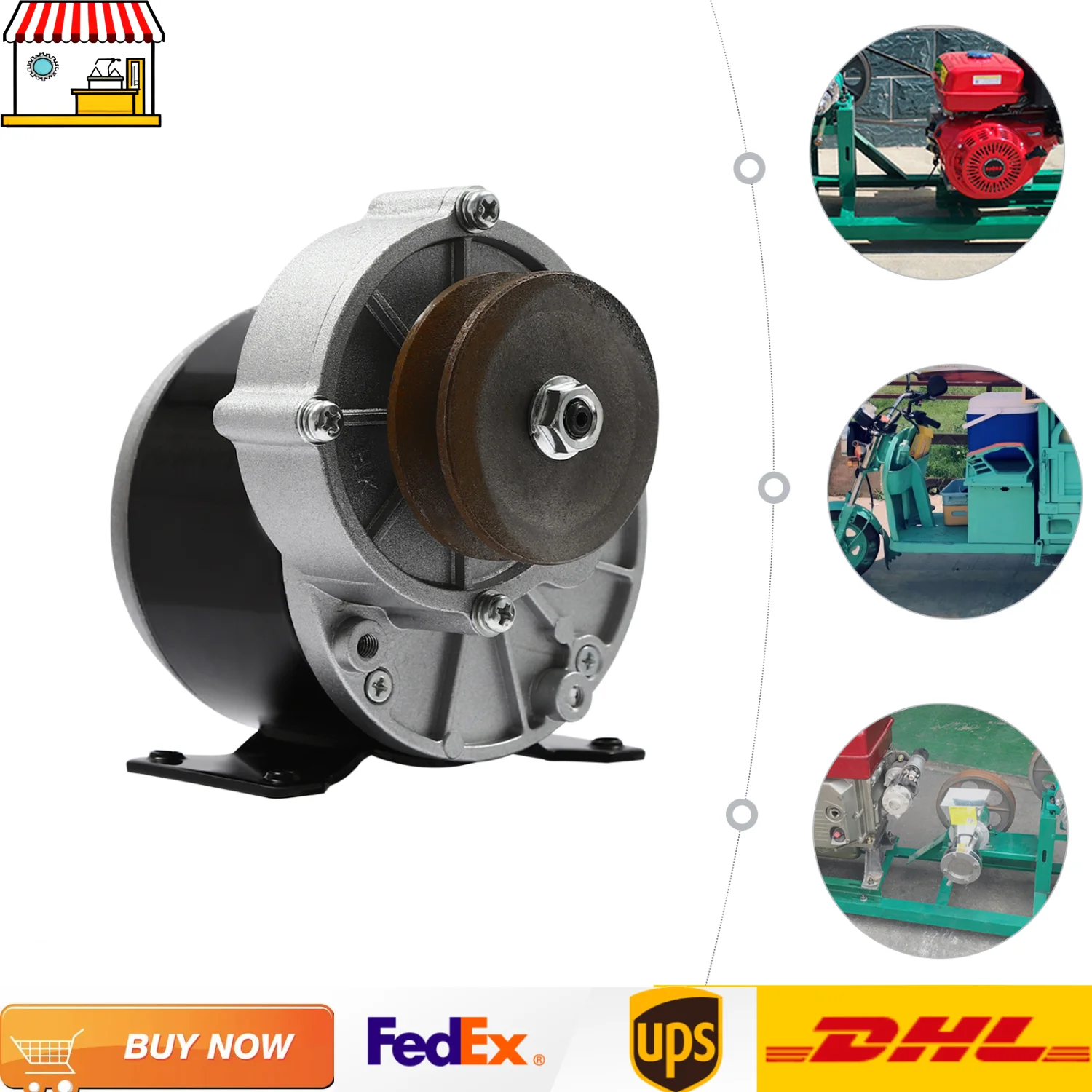 

12V/24V/36V Brushed DC Motor with Belt Pulley| 250W MY1016Z Gear Reduction Electric Motor