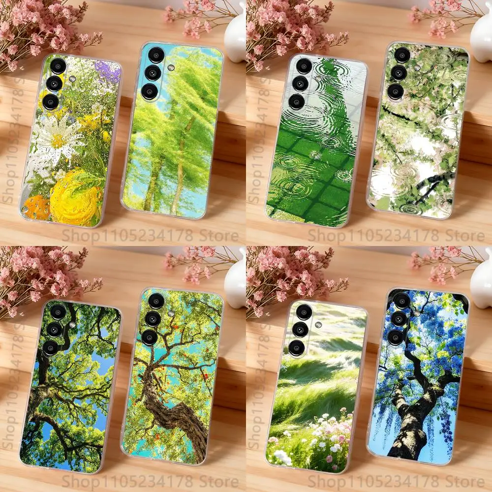Flowers spring breeze green trees Phone Case For Samsung S30,S25,S24,S23,S21,S22,S20,S10,5G,FE,lite,PIus,Ultra Transparent Cover
