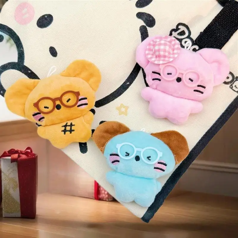 귀여운 만화 창의적인 쥐 플러시 키체인 카와이 인형 장난감 장식용 백팩 펜던트 장식 액세서리 선물