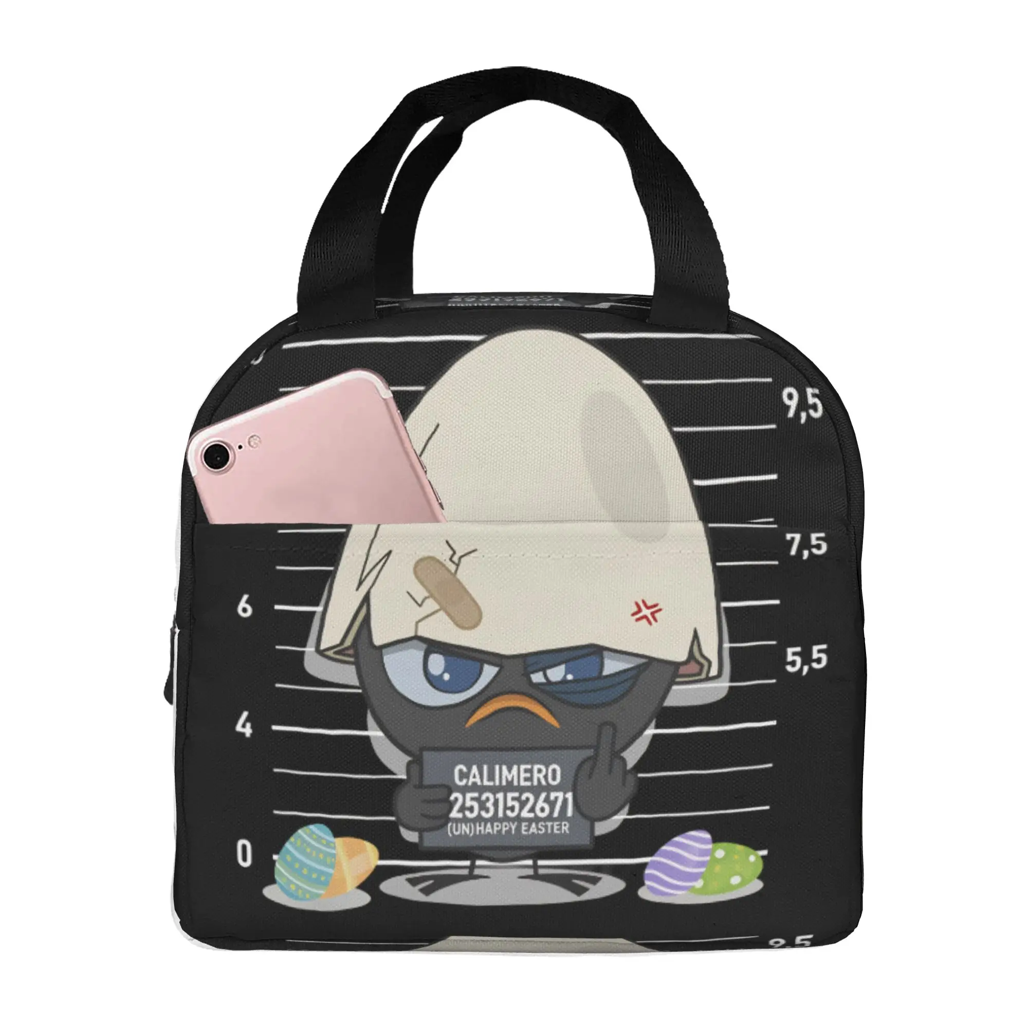 Calimero (UN) HAPPY EASTER Cartoon Insulated Lunch Bags Women Manga Italy Anime Portable Cooler Thermal Food Lunch Box School