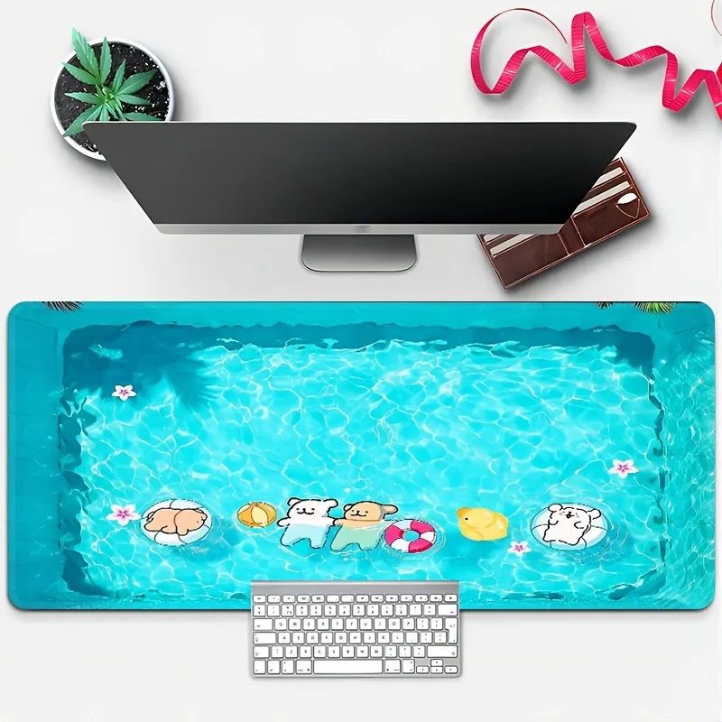 Cartoon Black Cute Line Dog Fast Delivery Keyboard Pad Extended Mousepad Kawaii Anime Office Desktop Protection Pad XXL Rug