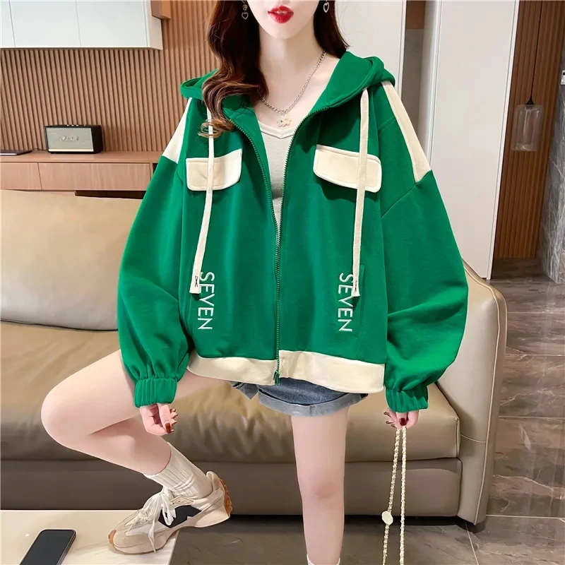 Coat Women's Spring And Autumn New Korean Version Of Loose Hoodies Fashion Design Sense Joker Age-reducing Casual Tops Tide.