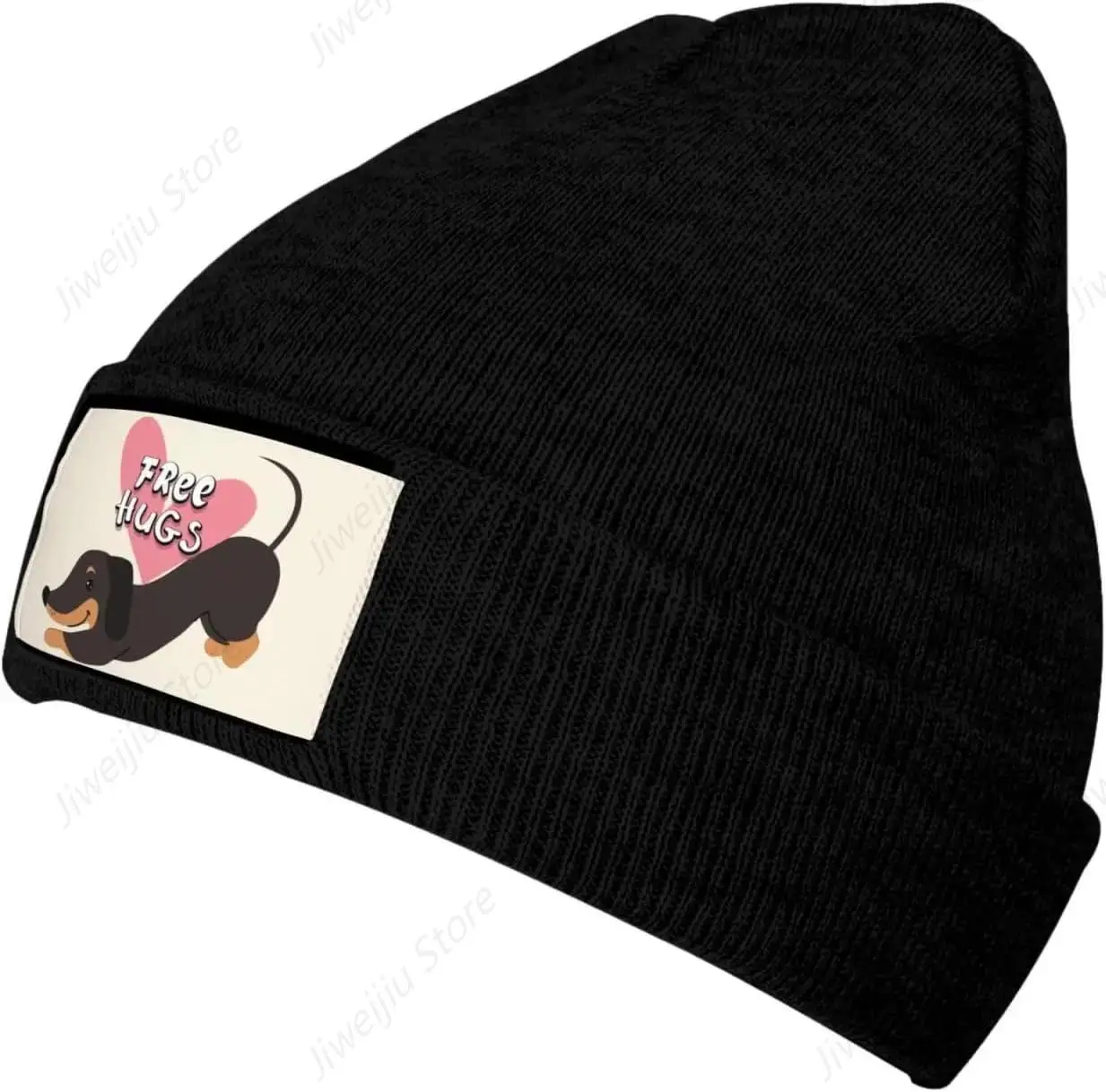 Kawaii Dachshund For You Love Funny Knit Hats for Men and Women Winter Soft Cozy Warm Stretch Thick Trendy Beanies Cap Black