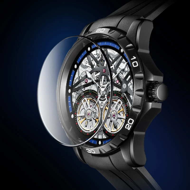 Mark Fairwhale Neue Männer Automatische Uhren Doppel Tourbillon Männer Mechanische Skeleton Wasserdicht Mode Uhren Relogios Masculino