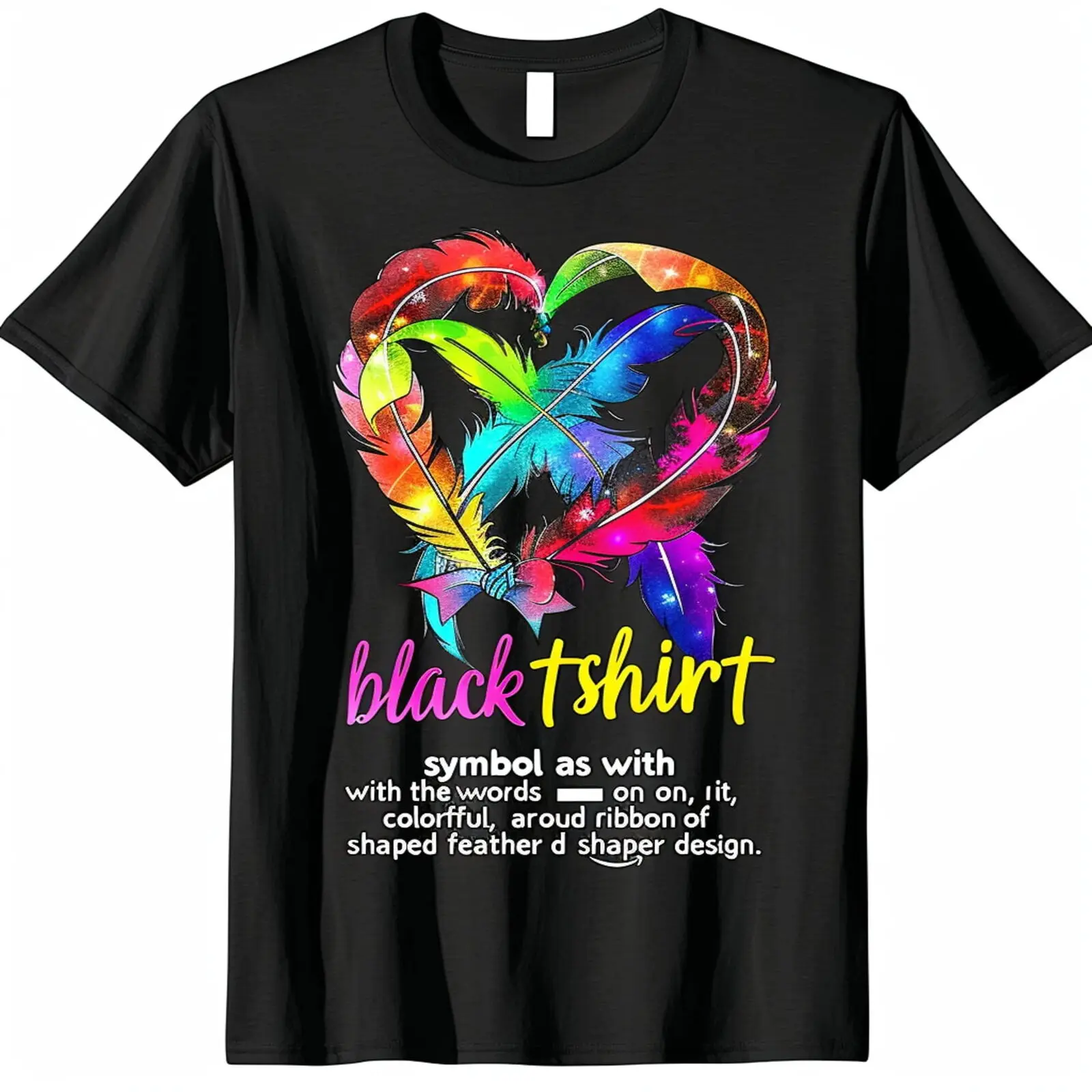 Colorful Ribbon Symbol Black TShirt Fight in All Colors Heart Design Awareness