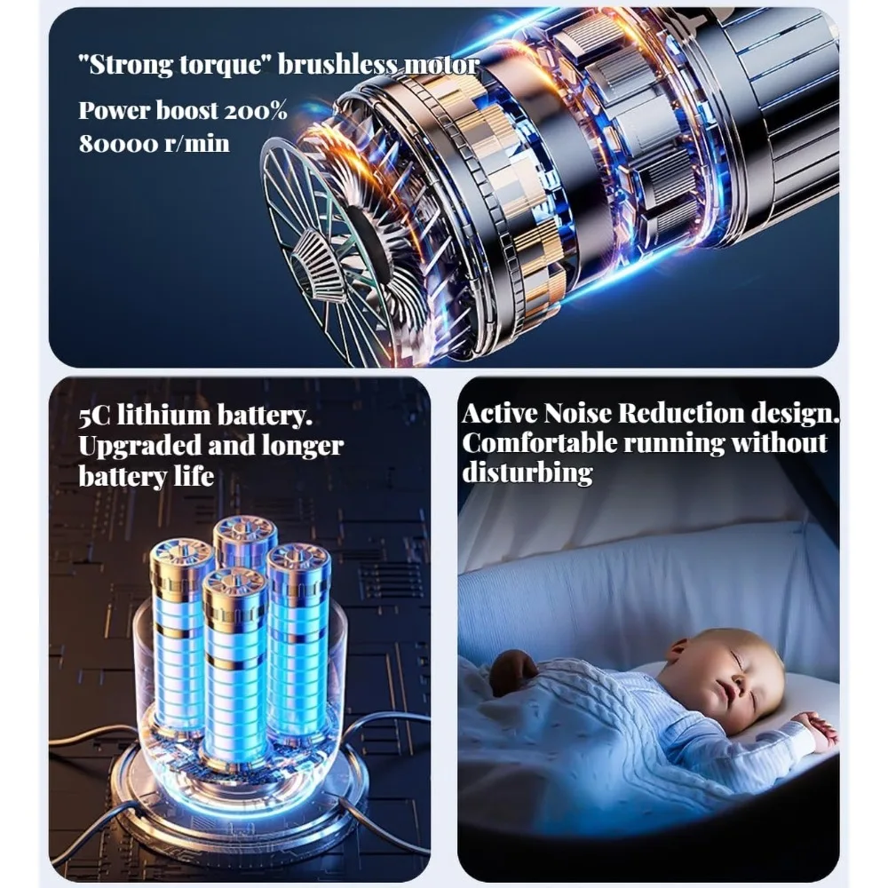 مكنسة كهربائية محمولة لاسلكية مع شفط قوي - نسخة مطورة 3 للسيارات والاستخدام المنزلي #5