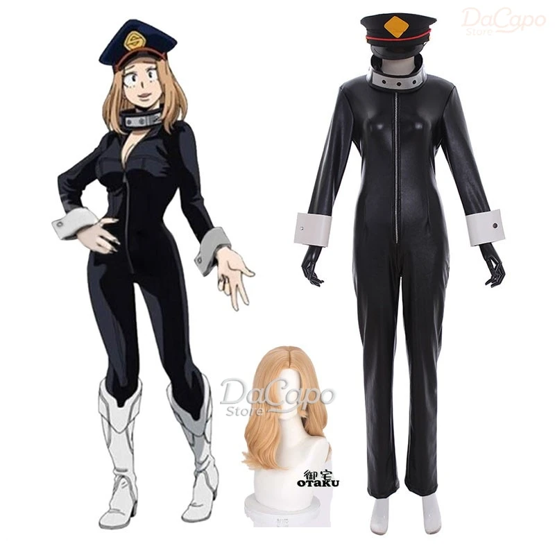

My Hero Camie Utsushimi Cosplay Costume Women Jumpsuit Onsie Halloween Adults Anime Clothing Wig Carnival Black Outfits Hat