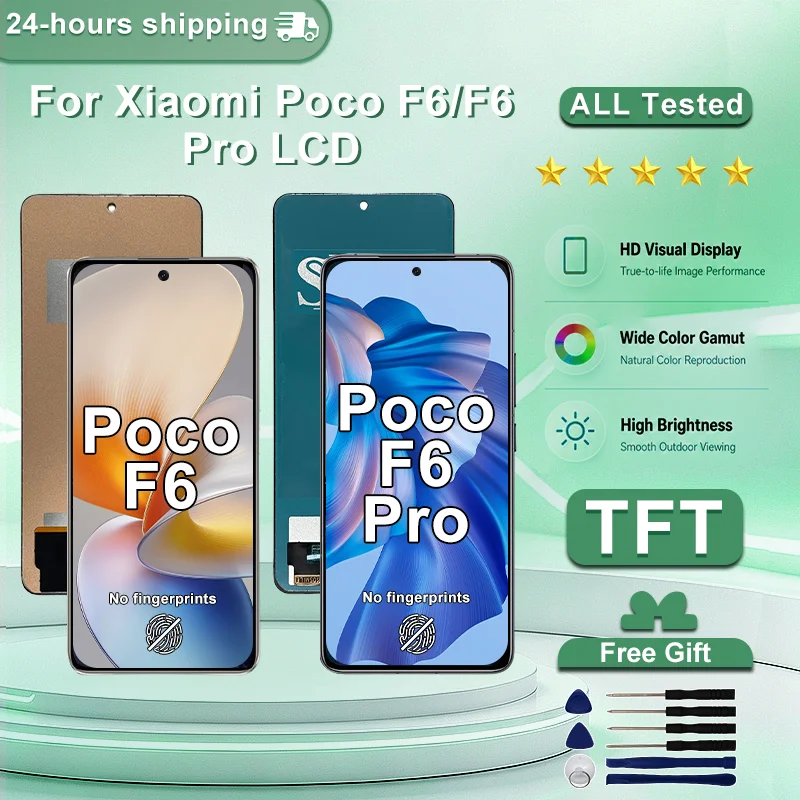 TFT For Xiaomi Poco F6 Display 24069PC21G Touch Screen Digitizer Assembly For Xiaomi Poco F6 Pro LCD 23113RKC6G Replacement Part