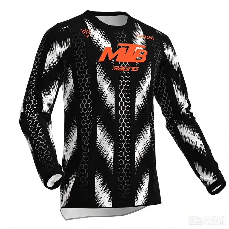 3D Long Sleeve 2026 Men MTB Jersey Crew Neck Quick Dry Breathable Abstract Print Motocross Downhill Cycling Shirt Family view 4