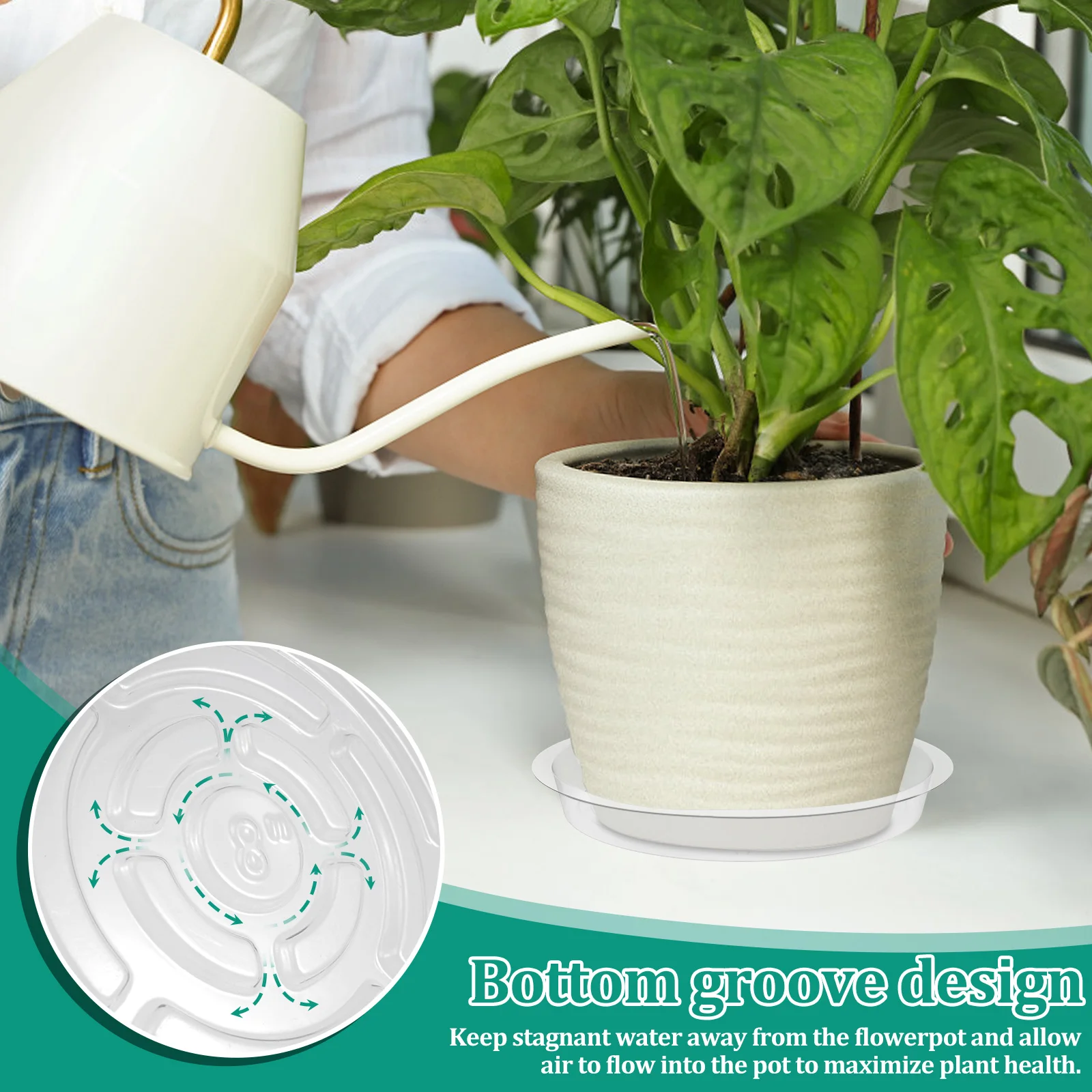 20Pcs Plant Saucers 8inch Indoor Clear Plant Drip Tray Reusable Durable Lightweight Plastic Flower Pot Tray for Outdoor Garden