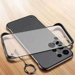 For Samsung S25 Ultra Plus Slim Frameless Matte Hard PC Translucent Phone Case for Galaxy S25+ S 25 Plus S24 FE with Ring Cover