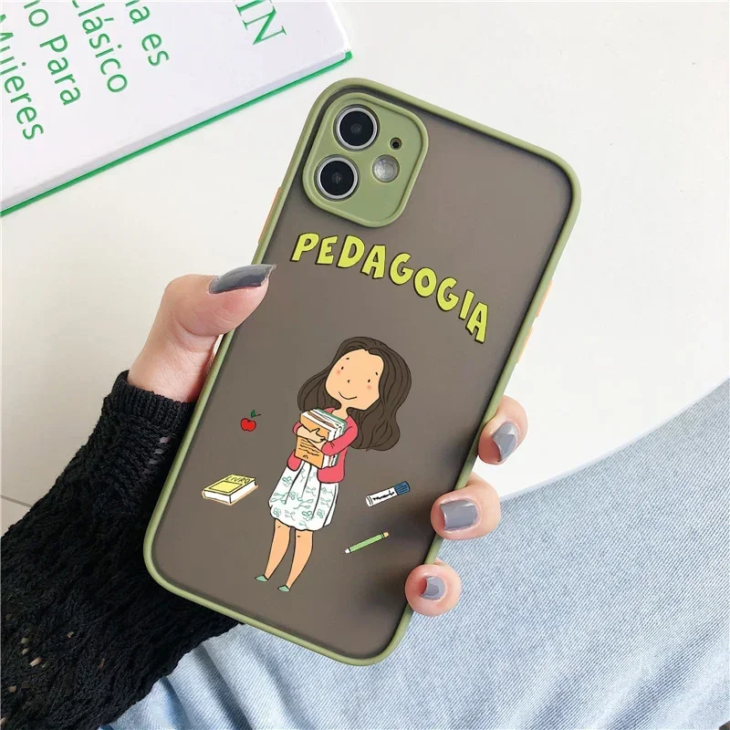 Cartoon Medicine Doctor Nurse Etui na telefon iPhone 16 15 14 13 12 11 Pro Max Mini SE 7 Plus Hard Cover Shockproof Clear Fundas