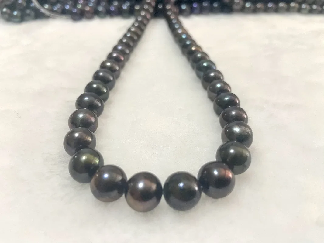 

New Arrival 9-10mm Natural Black Near Round Pearl Jewelry Necklace Clasp Fine Jewelry for Women Sterling Silver 925