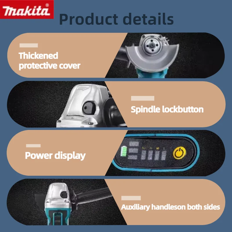 Makita dga404 moedor de ângulo elétrico sem escova, máquina de corte e polimento sem fio para makita 18v bateria ferramentas elétricas
