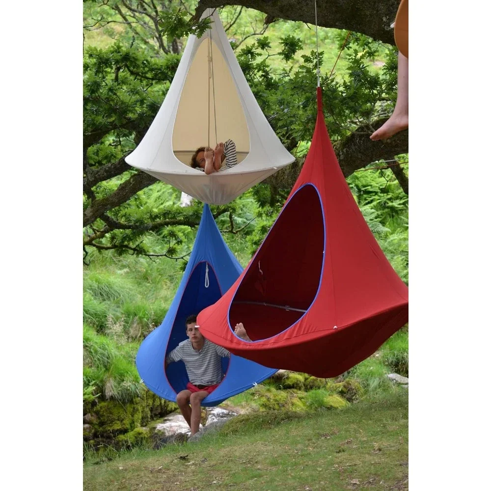 

Double Cacoon Hanging Chair for Two – Cozy Indoor/Outdoor Hammock with Polyester Canvas, 440 lb Capacity, Includes 18ft Rope