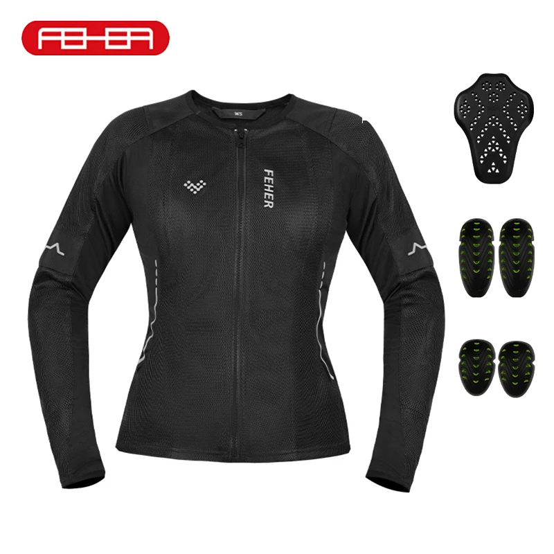 

FEHER Motorcycle Jackets Woman for Summer Breathable 600D Oxford Cloth Waterproof Wear-resistant Motorcyclist Rider's Jacket