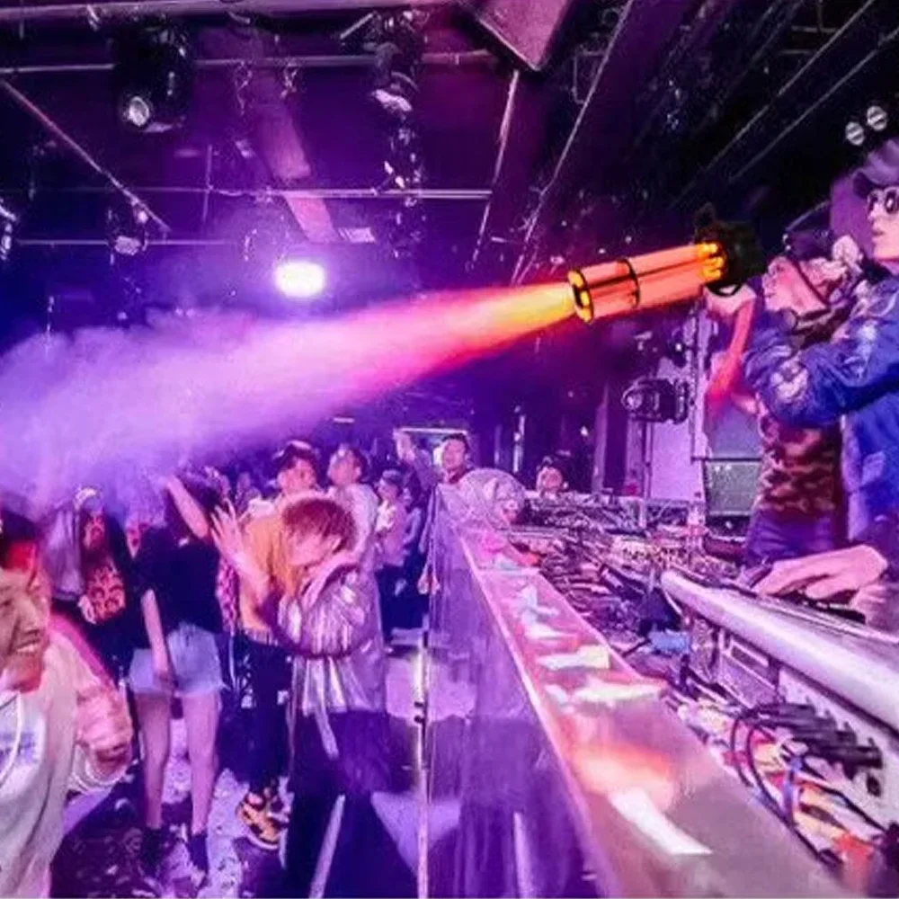 DJ Equipment CO2 Cannon Smoke Machine, LED CO2 Blaster with RGB Lights, Handheld Fog Machine Stage Effect for Events Nightclub