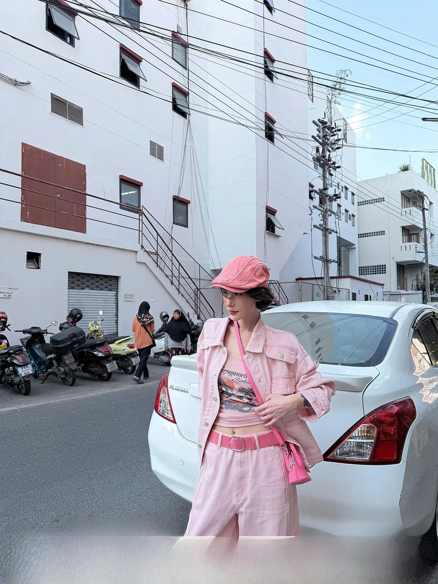 

Wutong Long Sve Collared Denim Jaet Women Loose Fit Casual Sle Spring Faion High Waist Pants Set Korean Sensation