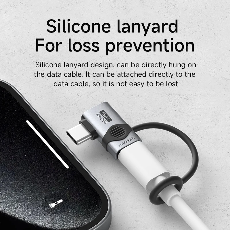 محول Hagibis 240 وات USB C إلى C مع محول حبل 80 جيجابت في الثانية 90 درجة 8K محول فيديو USB4 لجهاز MacBook iPhone 17 Pro Tablet