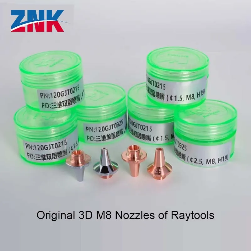 ZNK Raytools Original 3D M8 Laser Nozzles Single & Double Chrome Layer Fiber Cutting Machine Parts for Raytools BT240S BM109