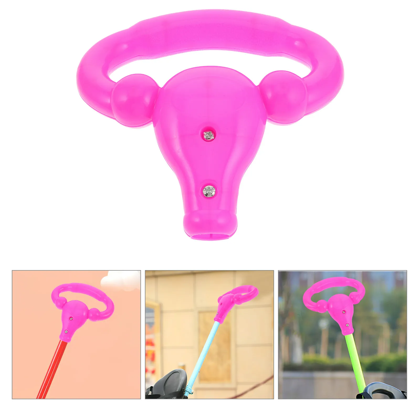 Toddler Tricycle Push Handle with Antislip Texture Vibrant Colors Easy Installation Sturdy Plastic for Parks Sidewalks Backyard