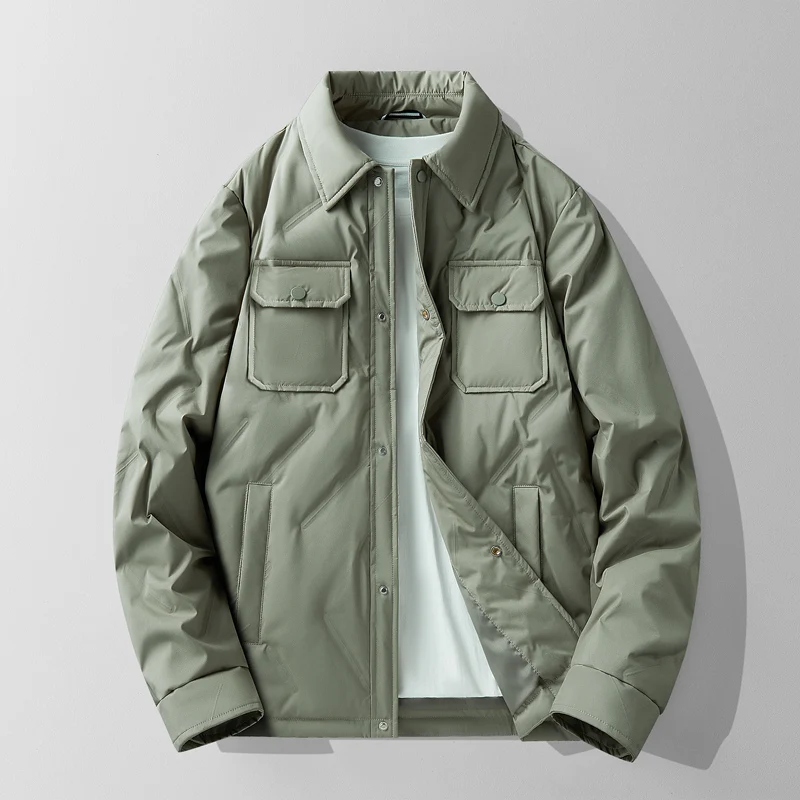 

Fashion Men's Single Breasted Duck Down Jackets 2025 Autumn Winter Solid Color Warm Short Style Puffer Coat Outwear Thick Parkas