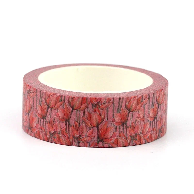 2024 NEW 1PC 10M Decorative Watercolor Floral Tulip Washi Tape for Scrapbooking Journaing Adhesive Masking Tape Cute Stationery