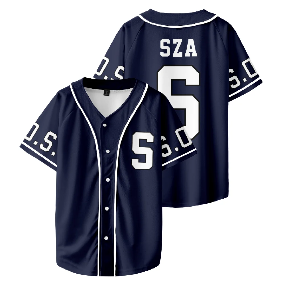 

SZA Jersey SOS Blind baseball jersey New Album 2024 Tour V-Neck Long Sleeve Streetwear Shirts Men Women Sweatshirt