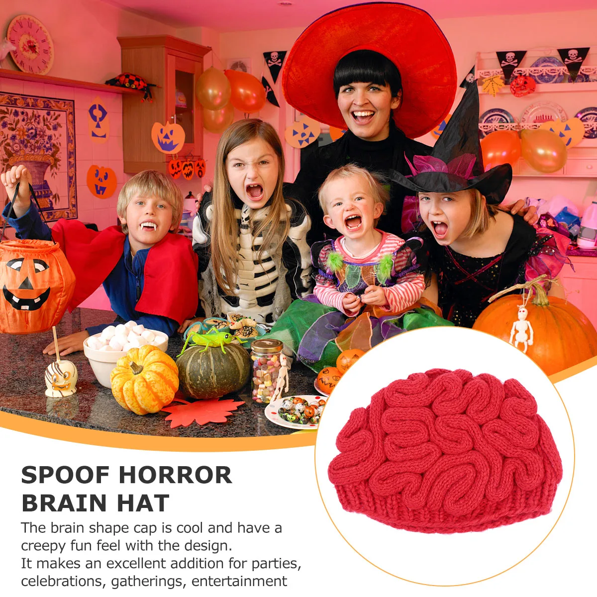 

brain shape hat brain shape cap Halloween hat prank hat hand-knit prank