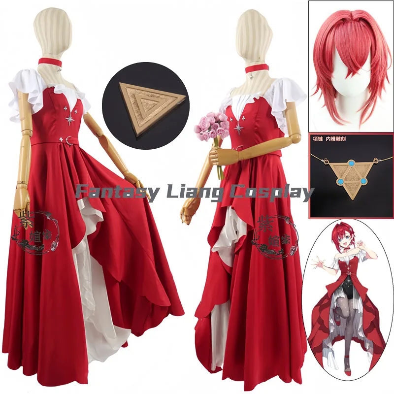 

Ange Catrina Cosplay Costume Wig Necklace Hair Clip Authentic Anime Outfit Holiday Edition Party Role Play Costume Accessories