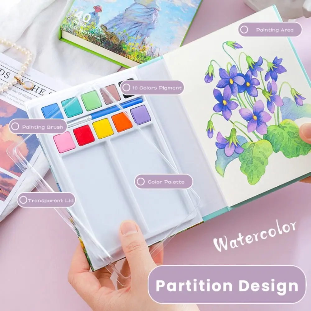 ورق ألوان مائية احترافي بحجم A3 مع صبغ/فرشاة سميكة للرسم المفكرة الفنية كراسة الرسم للسفر #2