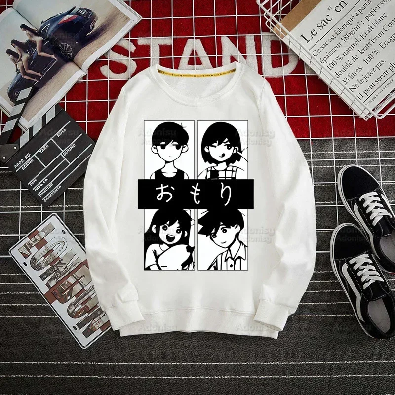 Omori Game Anime Neutral Cat Men Hoodie Autumn Hip Hop Streetwear Men Pullover Sweatshirts Hoodies Mens White Color Hoodie Male