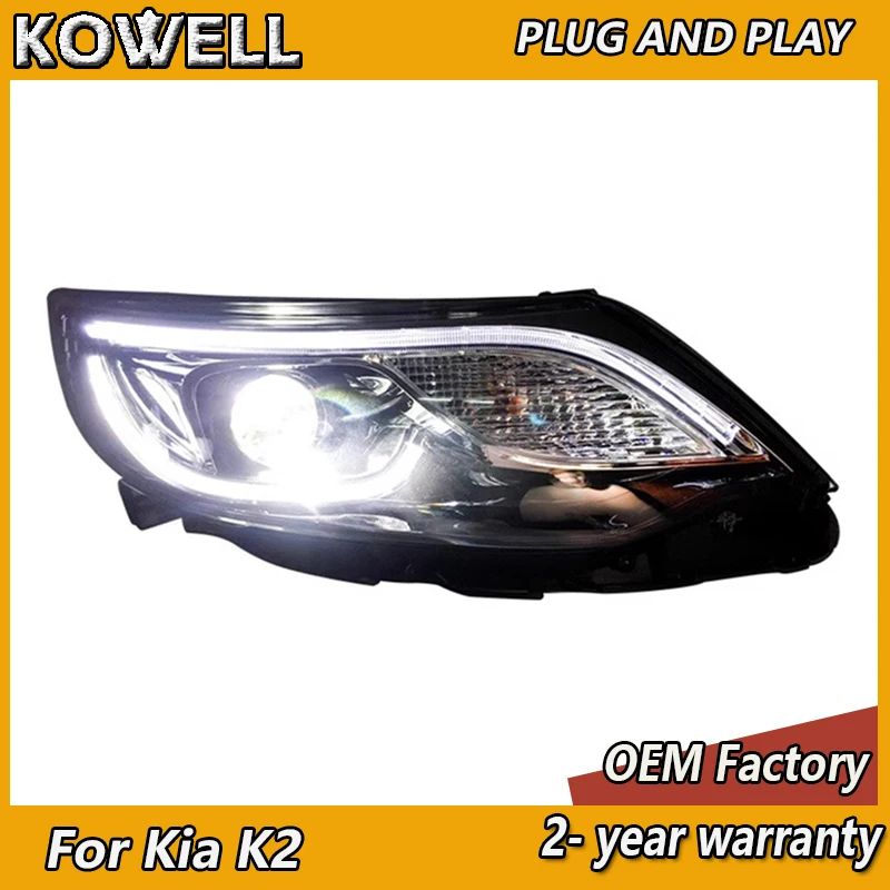 Auto Styling Voor Kia K2 Koplamp 2011-2014 K2 Koplamp Drl Richtingaanwijzer Grootlicht Projector Lens