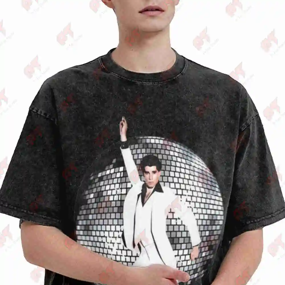 John Travolta Saturday Night Fever Retro 70s Movie Vintage Washed Tee Pure Cotton T-Shirt