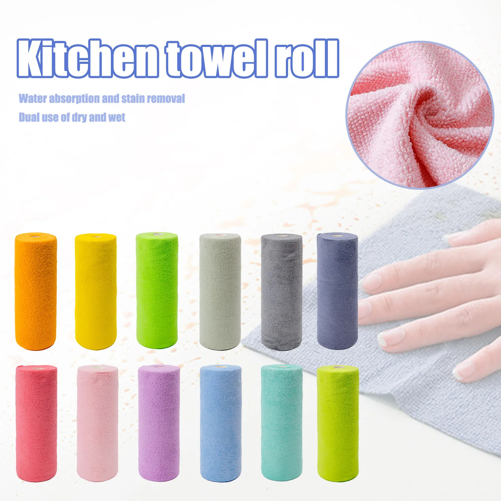 Microfiber Cleaning Cloth Roll Reusable Tear Away Towels Ultra Absorbent Cleaning Rags Towels For Car, House, Kitchen