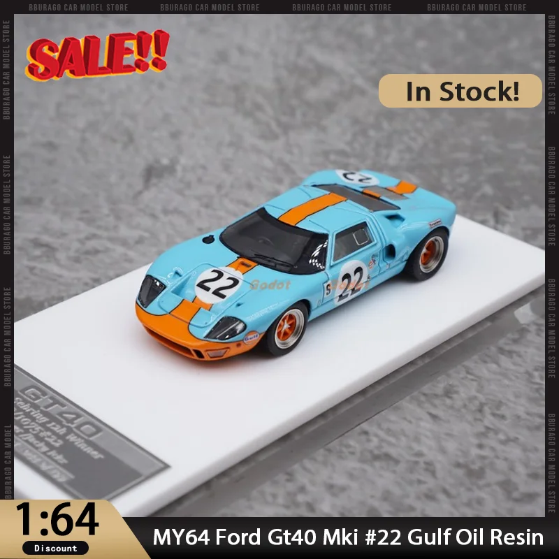 جديد في المخزون My64 1:64 Ford Gt40 Mki # 22 زيت الخليج الراتنج سيارة مصغرة دييكاست فورد السوبر الحلي ألعاب مخصصة هدية للأطفال
