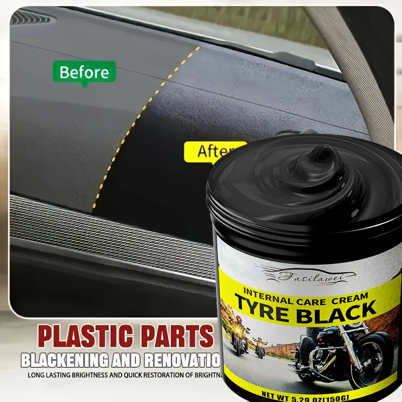 150g Black Crystal Plastic and Rubber Repair Paste - Instant Interior Scratch Repair, Anti-Aging and Fade-Resistant, Long-Lastin