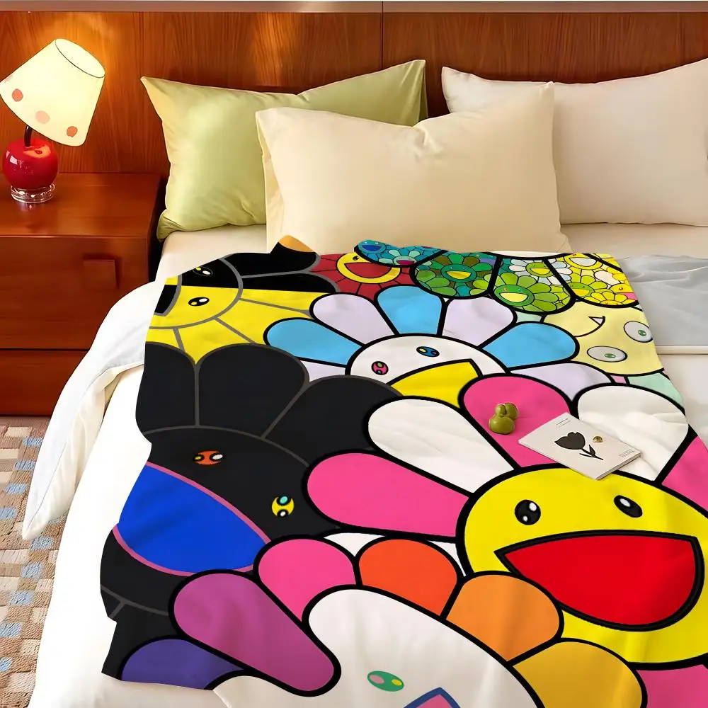 Artist T-Takashi M-Murakami Throw Flannel Throw Blanket, Lightweight Cozy, Durable Washable cute Cool