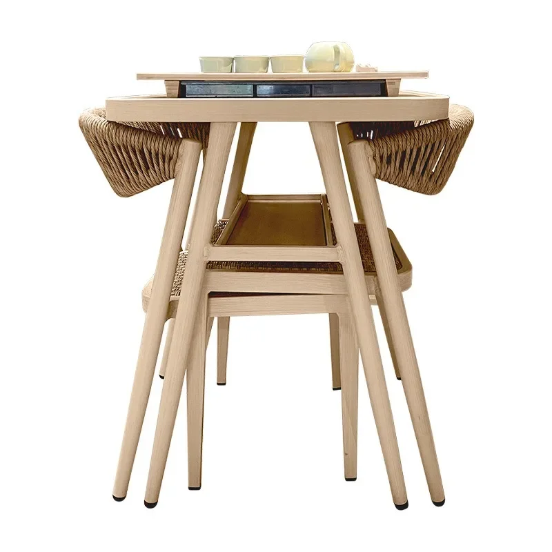 

Outdoor balcony tea table and chairs, one table and two chairs, small apartment, three-piece combination of tea-making