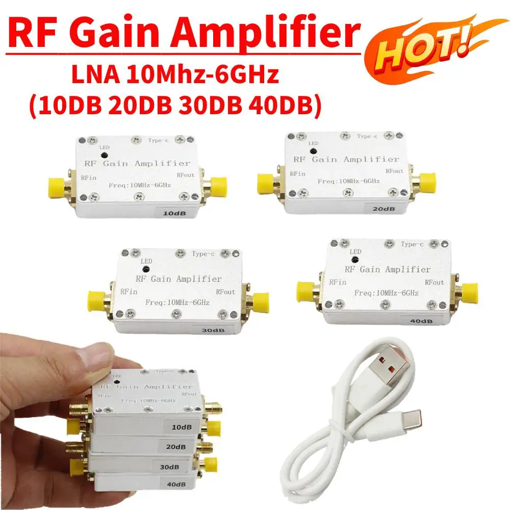 LNA 10Mhz-6GHz RF Gain Amplifier 10DB 20DB 30DB 40DB Gain High Flatness RF Power Amplifier Drive Radio Receiver Transmitter