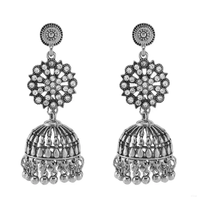 Dynamic Bohemian Tassels Earrings Flower Rhinestones Long Earrings Comfortable Suitable for Women Various Occasions