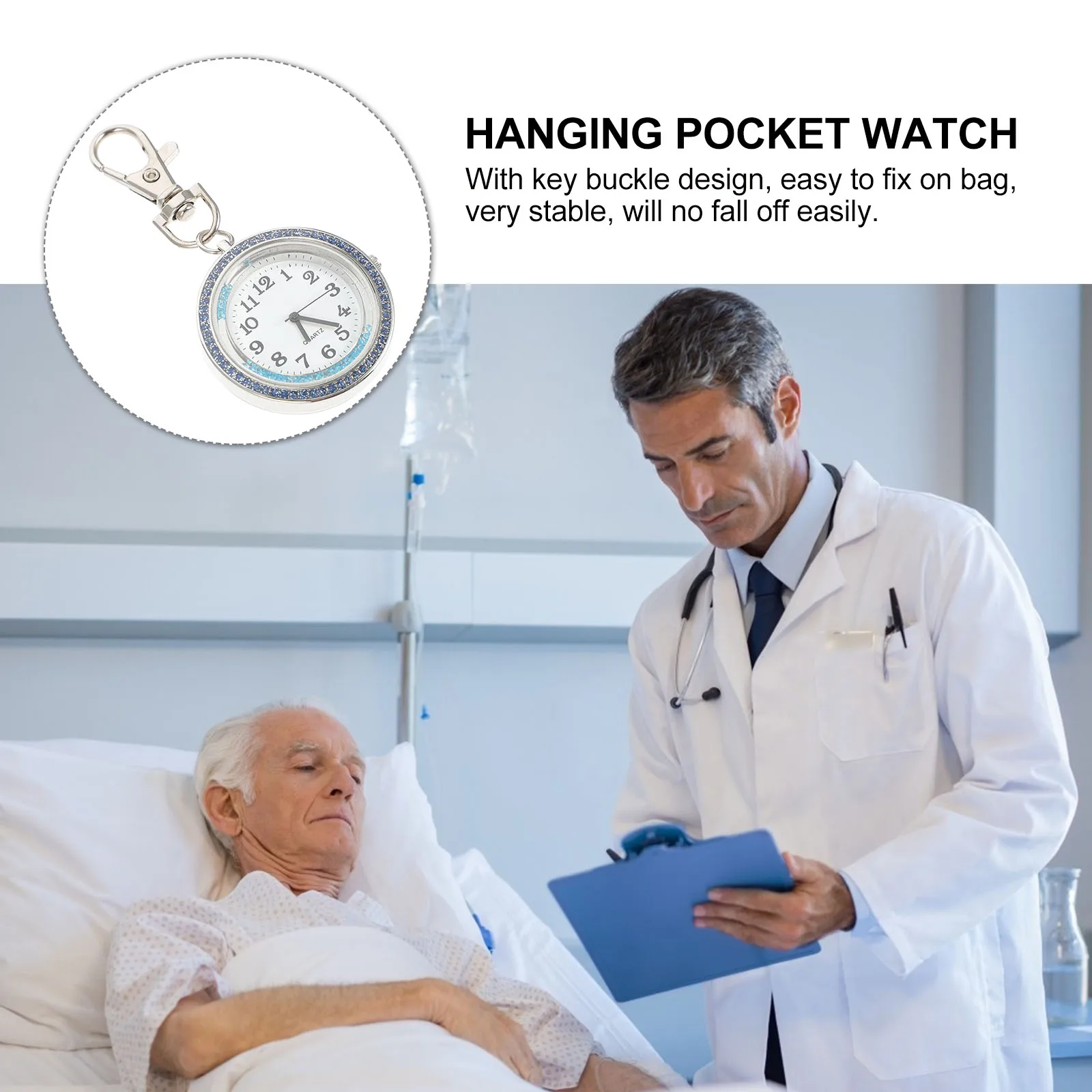 Rhinestone Hanging Doctor Watch Keychain Accessory Quartz Doctor Quartz Pocket Watch Student Nurse Gift Stainless Glass