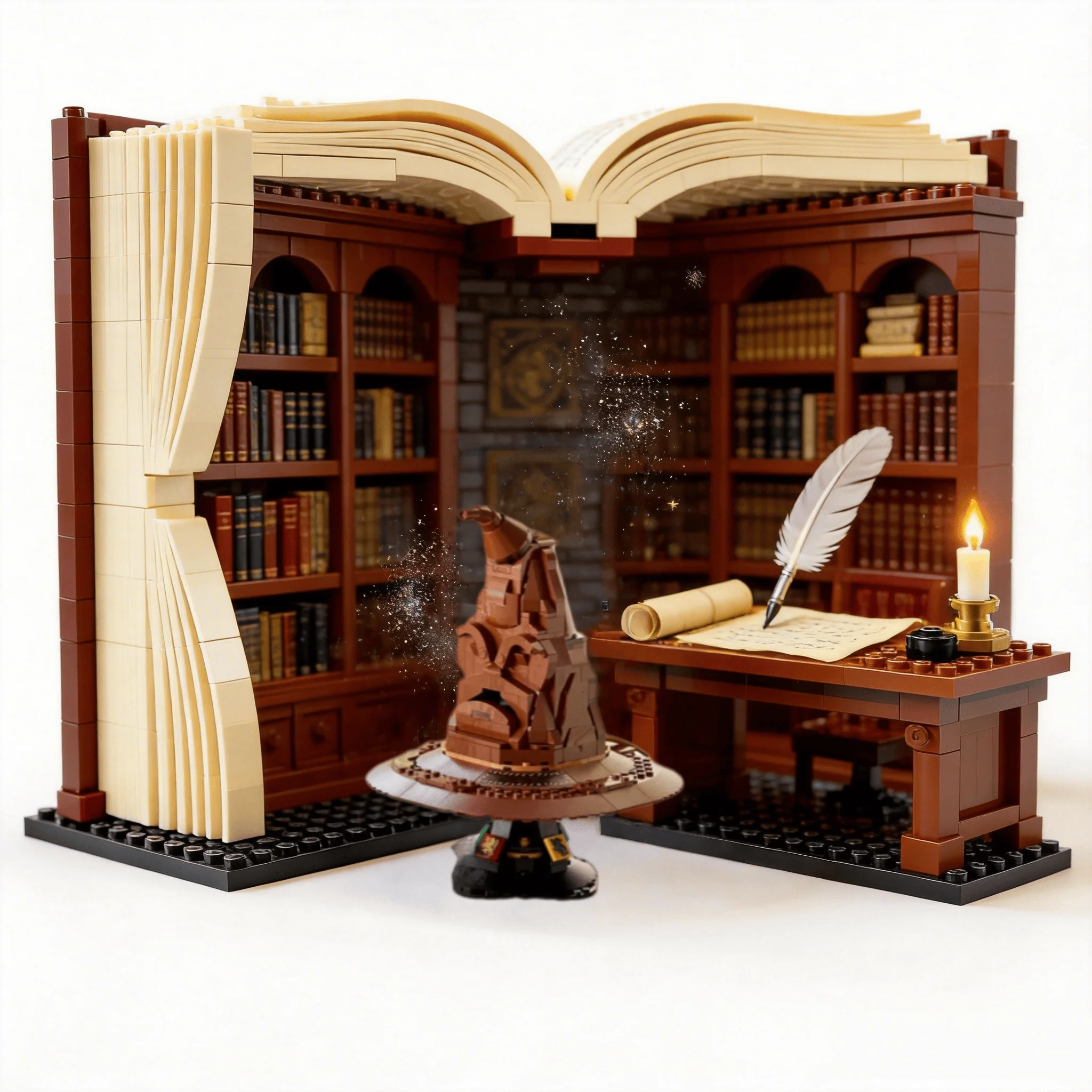 New sorting hat Creative Academy hat MOC building block model DIY toy adult holiday artist home decoratio