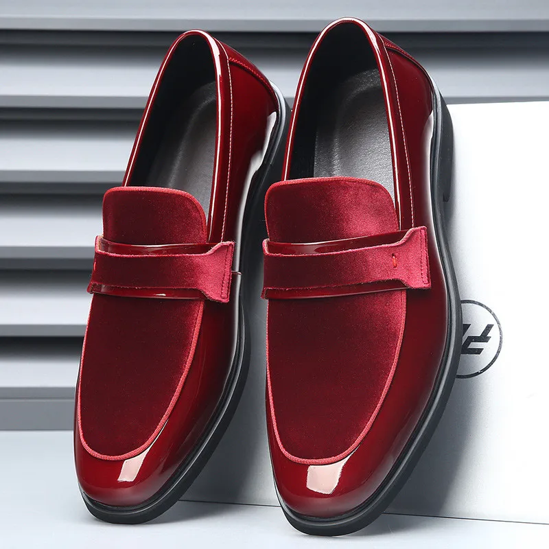 Luxury Trend Designer New Men's Red Pointed Suede Leather Wedding Shoes Male Pe… - Image 4