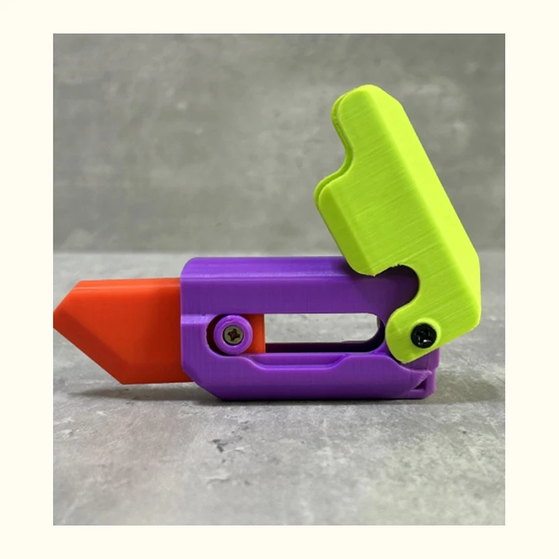 Hot 3D Carrot Gravity Knife Fidget Toys Children\'s Fun Decompression Push Card Small Toys 3D Printing Plastic Carrot Knife