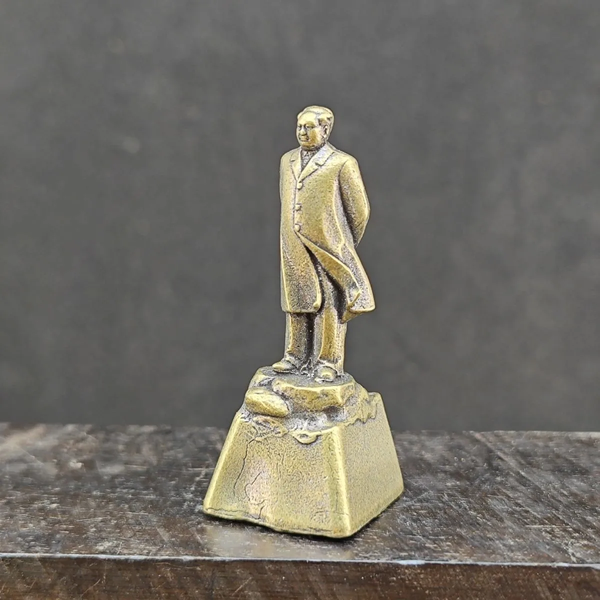 45mm Brass China Art Collection Chairman Mao Body Standing Statue Mini Ornament