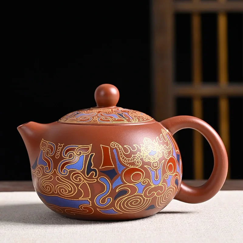 

Enamel Color Purple Sand Teapot Dahongpao Xishi Pot Ceramic Handmade Home Brewing Teapot
