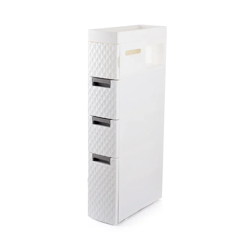 Exclusive Bathroom Quilted Racks Plastic Floor Standing Multi-Layer Toilet Gap Holder Side Storage Cabinet for Efficient