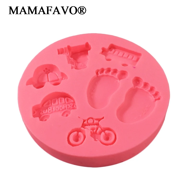 Real Fondant Cake Decorating Tools Diy Cake Mold Fondant Footprints Transport Environmental Liquid Food-grade Baking Tools E674